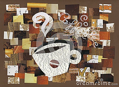 Cup of coffee collage artwork Stock Photo