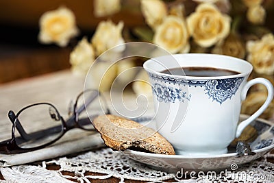 Cup of coffee and a cookie. Stock Photo