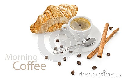 Cup coffee with croissant Stock Photo