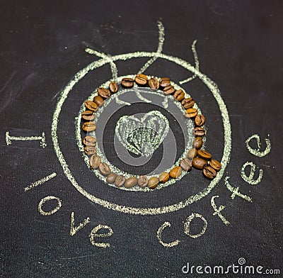 A cup of coffee drawn in chalk on a blackboard Stock Photo