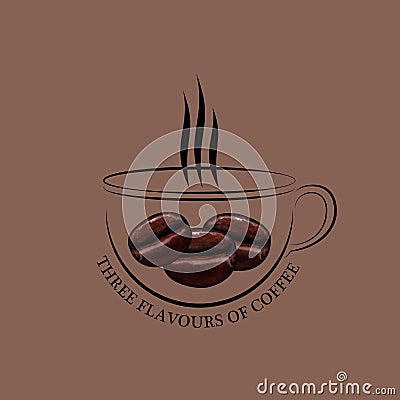 Cup of Coffee with Ferry and Grains Vector Illustration