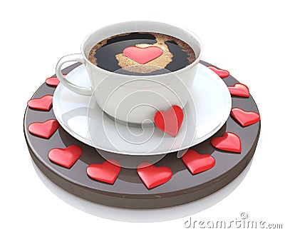 Cup of coffee with heart symbol - Valentine's day. Love concept Stock Photo