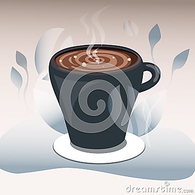 Cup of coffee or hot chocolate, cartoon illustration Vector Illustration