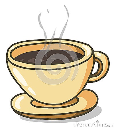Cup of coffee freehand illustration on white background Cartoon Illustration
