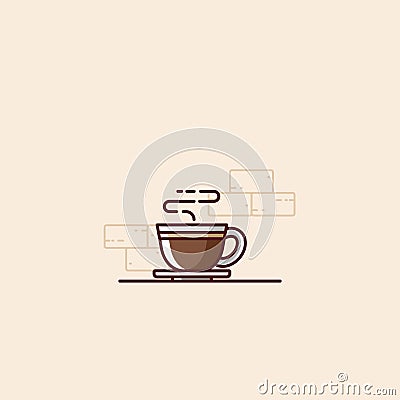 A cup of coffee illustration in flat style. Espresso vector illustration. Vector Illustration