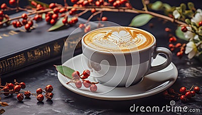 A cup of coffee with latte art Stock Photo