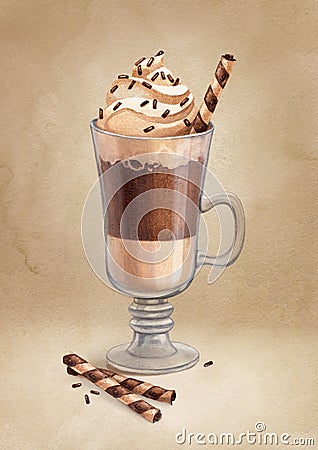 Cup of Coffee Latte Cartoon Illustration