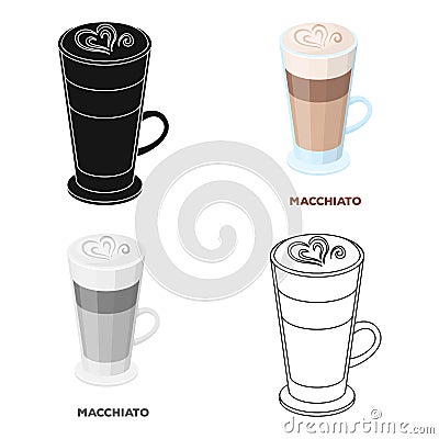 Cup of coffee macchiato with foam. Different types of coffee single icon in cartoon style vector symbol stock Vector Illustration