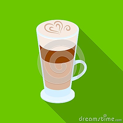 Cup of coffee macchiato with foam. Different types of coffee single icon in flat style vector symbol stock illustration Vector Illustration