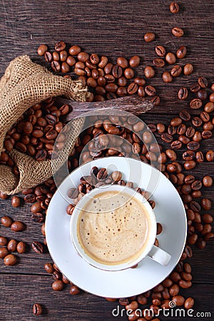 Cup of coffee made from fresh roasted coffee beans Stock Photo