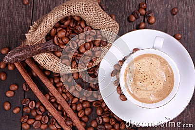 Cup of coffee made from fresh roasted coffee beans Stock Photo