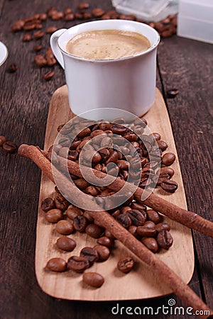 Cup of coffee made from fresh roasted coffee beans Stock Photo