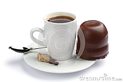 Cup of coffee and marshmallows with chocolate Stock Photo