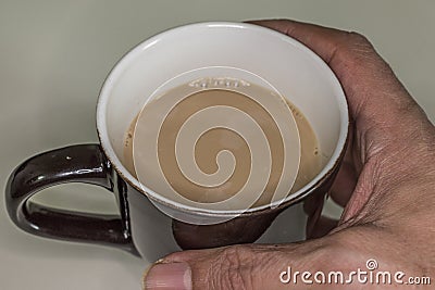 Cup with coffee with milk Stock Photo