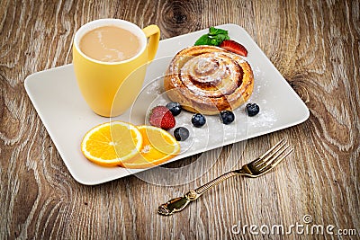 Cup of coffee and pastry Stock Photo