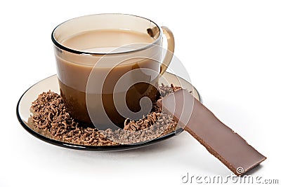 A cup of coffee and a piece of chocolate Stock Photo