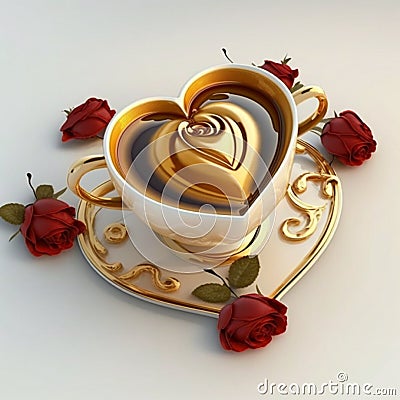 cup of coffee romantic morning Cartoon Illustration