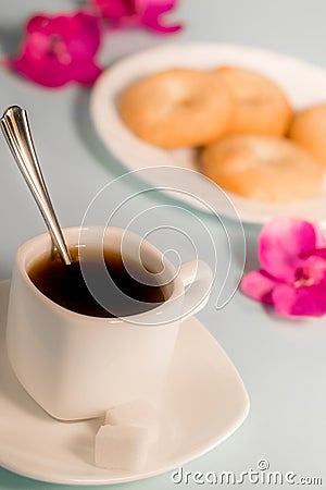 A cup of coffee with shortbread cookies Stock Photo