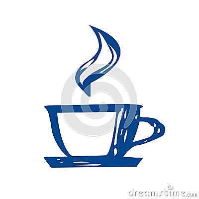 Cup of coffee - sketch on a white background. tea is a hot drink Vector Illustration