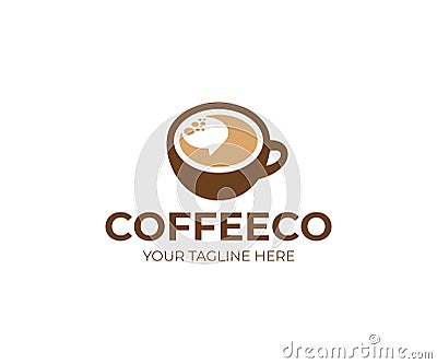 Cup of coffee and speech bubble logo template. Coffee break vector design Vector Illustration