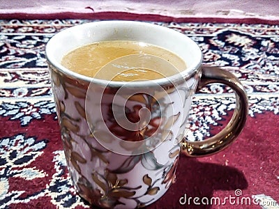 Cup coffee tea yellow white Stock Photo