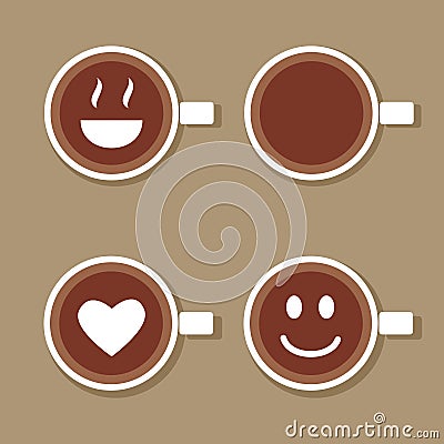 Cup of coffee. View from above. Vector illustration. Vector Illustration