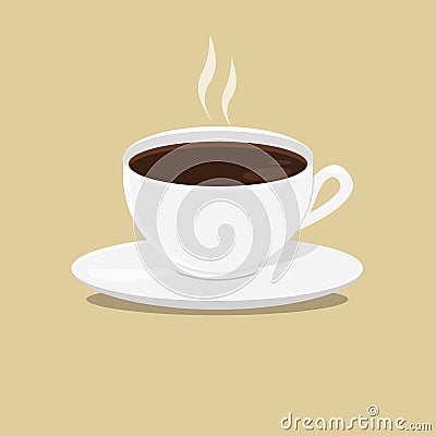 Cup of coffee. White cup on the isolated brown background. Illustration Vector Illustration