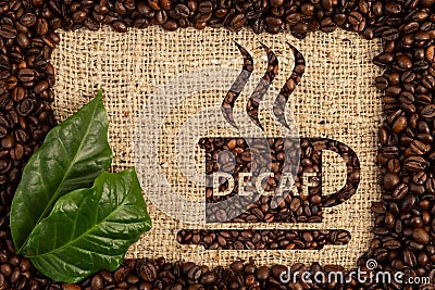 Cup with decaf text written Stock Photo