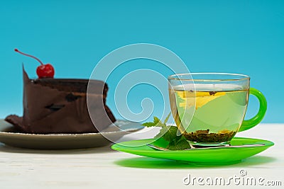 Cup of fresh aromatic hot lemon tea Stock Photo