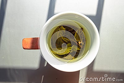 A cup of green tea in natural lightining Stock Photo