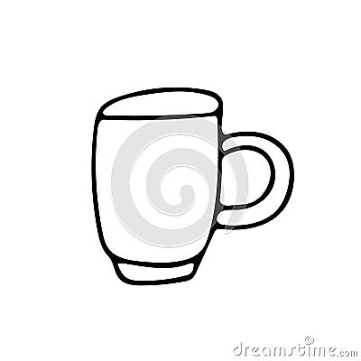 Cup Hand drawn in doodle style. element graphics Scandinavian hygge cozy monochrome minimalism simple. tea, coffee, cocoa, home, Stock Photo