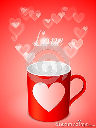 Cup with Hearts Vector Illustration