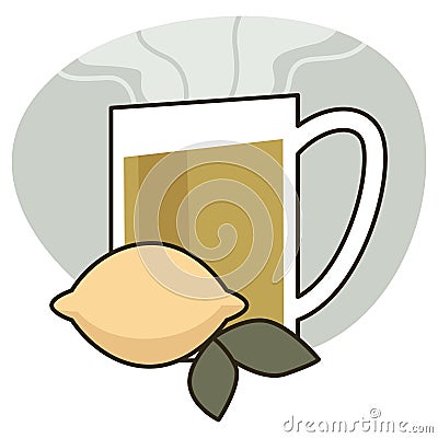 Cup of herbal tea with lemon, healthy drink vector Vector Illustration