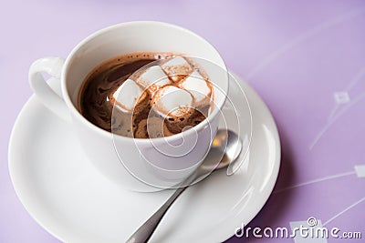 Cup of hot chocolate with marshmallows Stock Photo