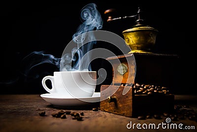 Coffee break , hot cup of coffee Stock Photo