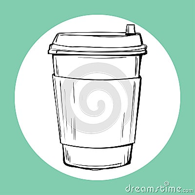 Cup of hot drink sketch icon. Vector Illustration