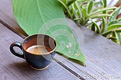 A cup hot espresso Stock Photo
