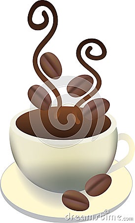 Cup of hot fresh coffee Vector Illustration