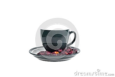 A cup of hot tea from rose hips vitamin warm winter and cure colds. Stock Photo