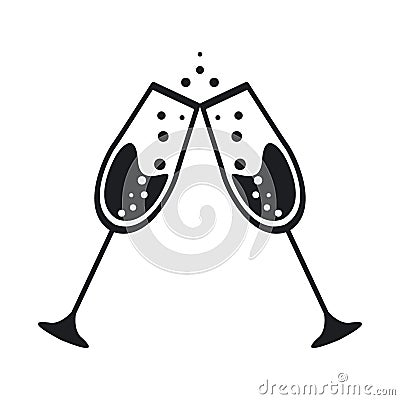 Cup icon. two Glass of champagne, celebration Simple Vector Illustration