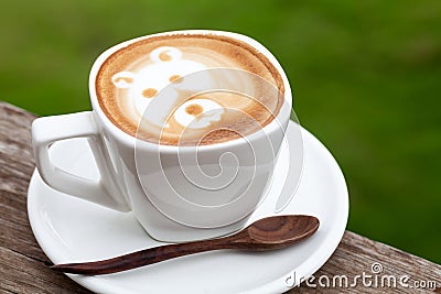 Cup of latte coffee like face bear Stock Photo