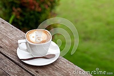 Cup of latte coffee like face bear Stock Photo