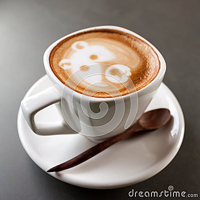 Cup of latte coffee like face bear Stock Photo