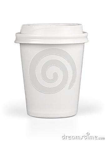 Coffee to go, close up of blank paper cup isolated Stock Photo