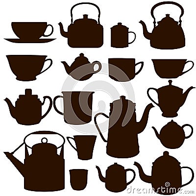 Cups and Pots Silhouette Vector Icon Vector Illustration