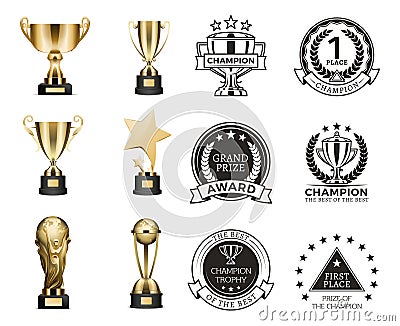 Cup Prizes Gold Collection Vector Illustration Vector Illustration