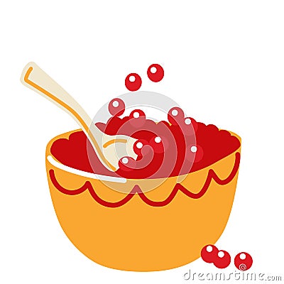 Cup with red caviar for Maslenitsa Vector Illustration