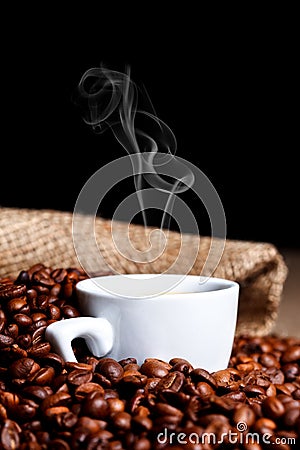 Cup of steamy coffee Stock Photo