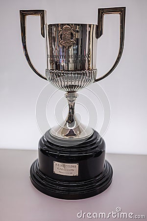 Cup Symbolizing Victory in a Competition for Barcelona Football Club Soccer Team-Spanish Cup Editorial Stock Photo