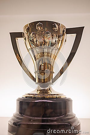 Cup Symbolizing Victory in a Competition for Barcelona Football Club Soccer Team-Spanish League Editorial Stock Photo